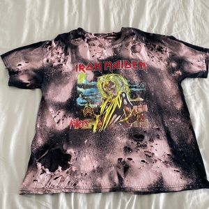 Custom destroyed acid wash Iron Maiden tee, size large